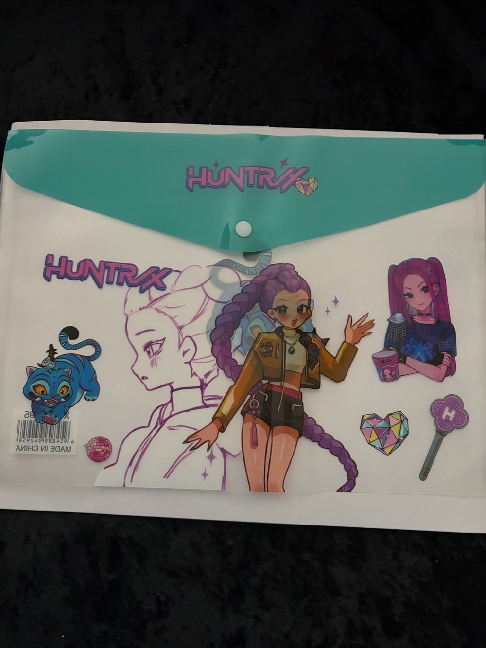 Huntrix Teal & White Anime-Style Document Folder